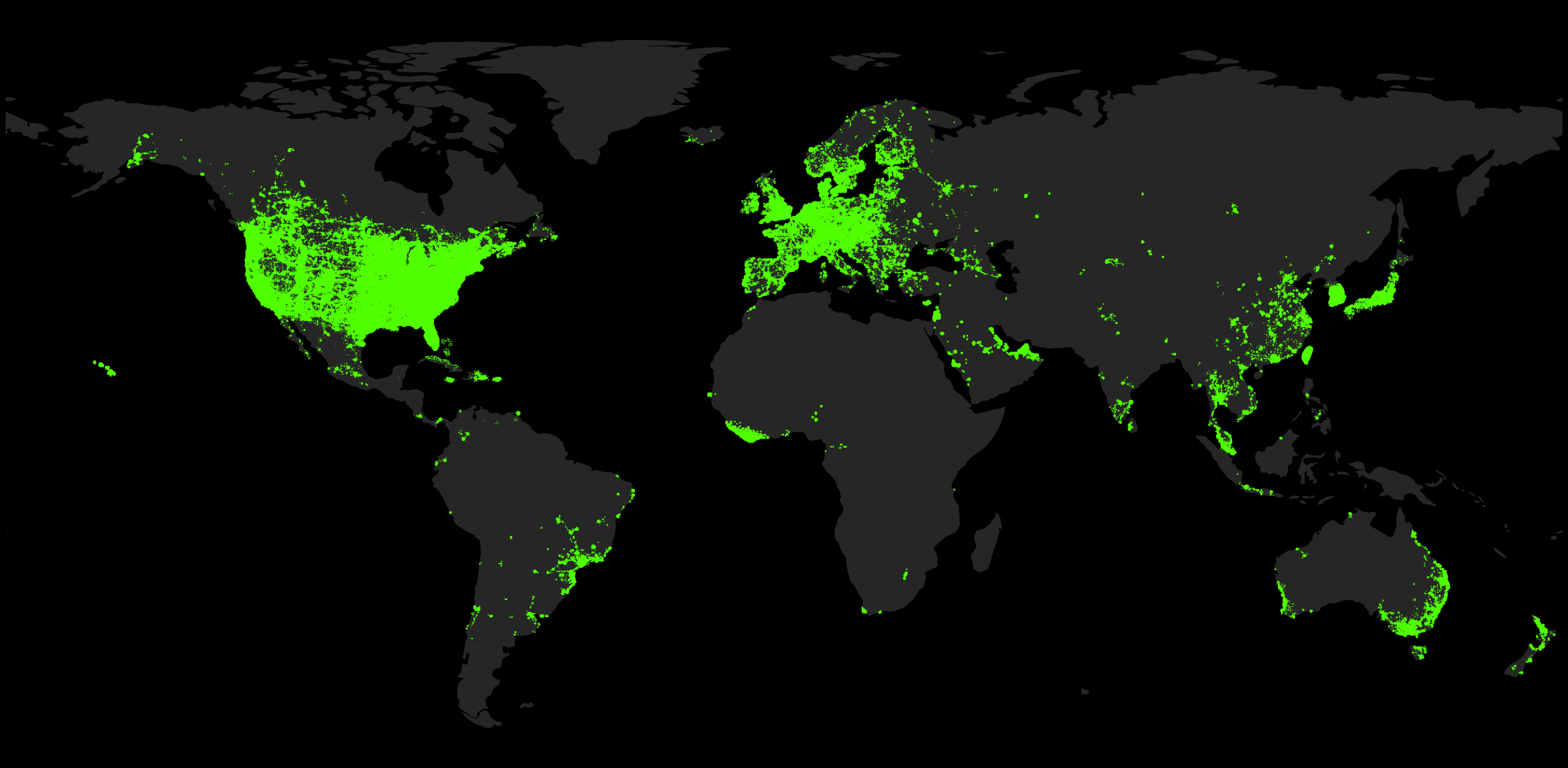 Map showing comma driving activity around the world